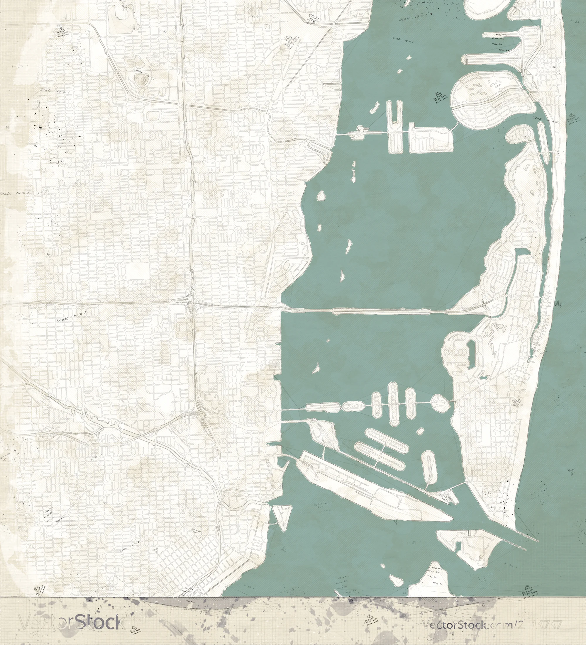 black and white city map miami with well vector 28167678